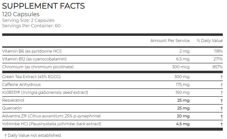 Kindle Fat Burner Ingredients Supplement Facts