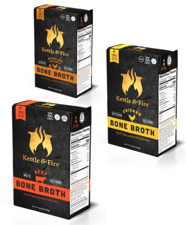 three flavors of kettle and fire bone broth
